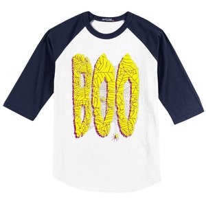 Boo Spiderwebs Spooky Dangling Spider Halloween Baseball Sleeve Shirt