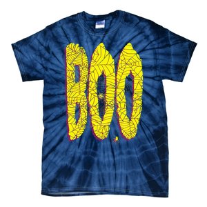 Boo Spiderwebs Spooky Dangling Spider Halloween Tie-Dye T-Shirt