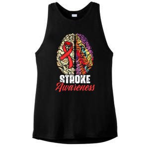 Brain Stroke Survivor Red Ribbon Stroke Awareness  Ladies PosiCharge Tri-Blend Wicking Tank