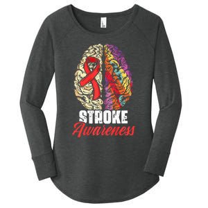 Brain Stroke Survivor Red Ribbon Stroke Awareness  Women's Perfect Tri Tunic Long Sleeve Shirt