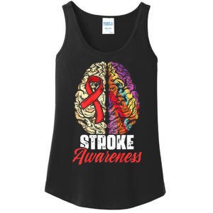 Brain Stroke Survivor Red Ribbon Stroke Awareness  Ladies Essential Tank