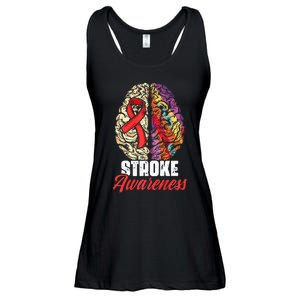 Brain Stroke Survivor Red Ribbon Stroke Awareness  Ladies Essential Flowy Tank