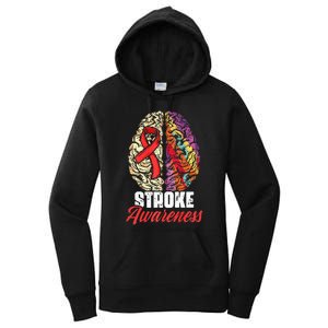 Brain Stroke Survivor Red Ribbon Stroke Awareness  Women's Pullover Hoodie