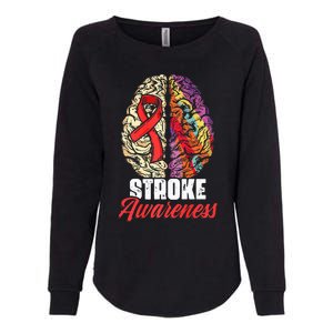 Brain Stroke Survivor Red Ribbon Stroke Awareness  Womens California Wash Sweatshirt