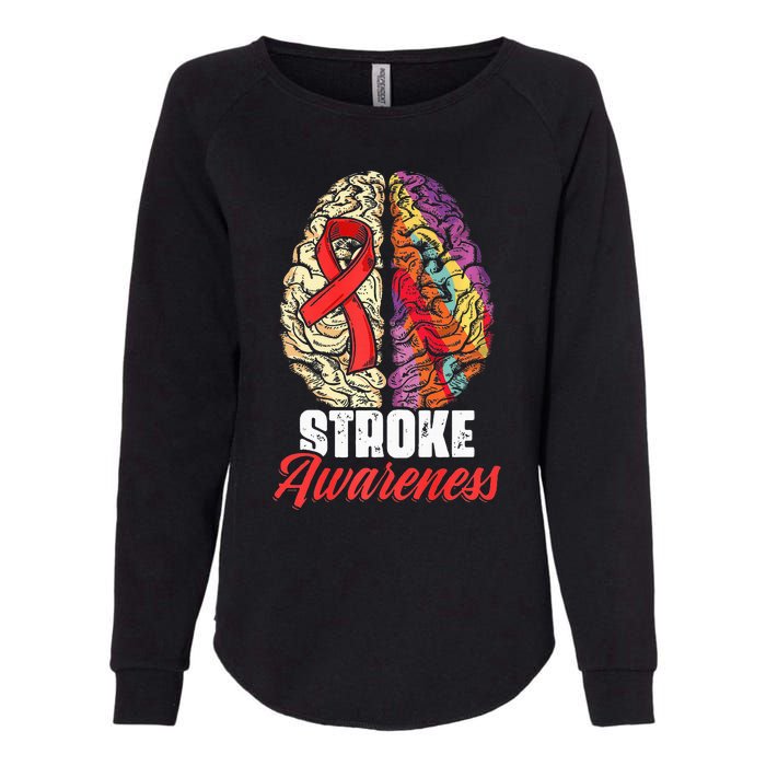 Brain Stroke Survivor Red Ribbon Stroke Awareness  Womens California Wash Sweatshirt