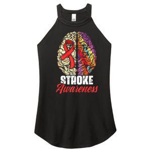 Brain Stroke Survivor Red Ribbon Stroke Awareness  Women's Perfect Tri Rocker Tank