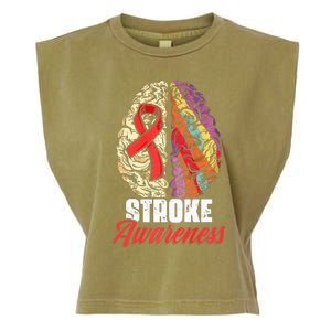 Brain Stroke Survivor Red Ribbon Stroke Awareness  Garment-Dyed Women's Muscle Tee