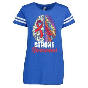 Brain Stroke Survivor Red Ribbon Stroke Awareness  Enza Ladies Jersey Football T-Shirt