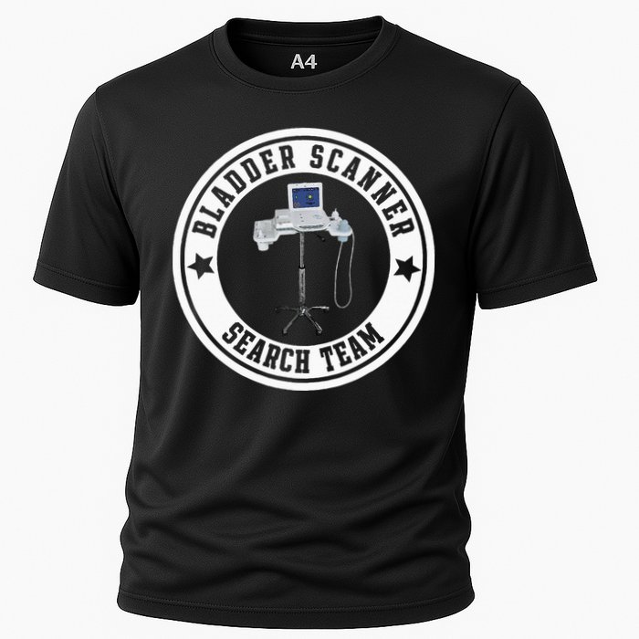 Bladder Scanner Search Team Funny ED ER ICU Med Surg Nursing Cooling Performance Crew T-Shirt