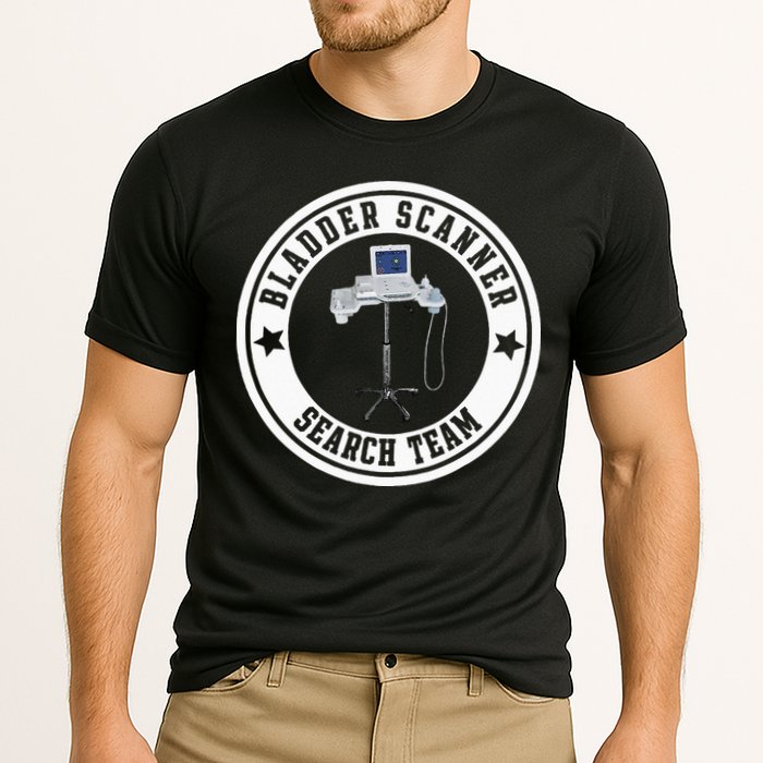 Bladder Scanner Search Team Funny ED ER ICU Med Surg Nursing Cooling Performance Crew T-Shirt