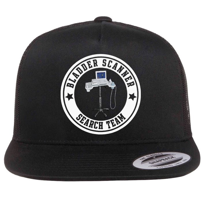 Bladder Scanner Search Team Funny ED ER ICU Med Surg Nursing Flat Bill Trucker Hat
