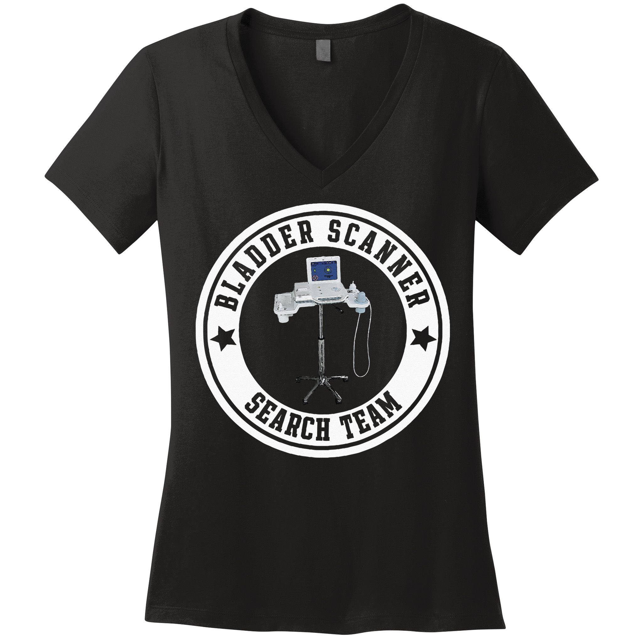 Bladder Scanner Search Team Funny ED ER ICU Med Surg Nursing Women's V-Neck T-Shirt