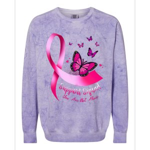 Butterfly Support Squad Breast Cancer Warrior Pink Colorblast Crewneck Sweatshirt