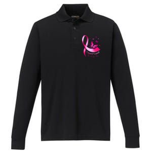 Butterfly Support Squad Breast Cancer Warrior Pink Performance Long Sleeve Polo