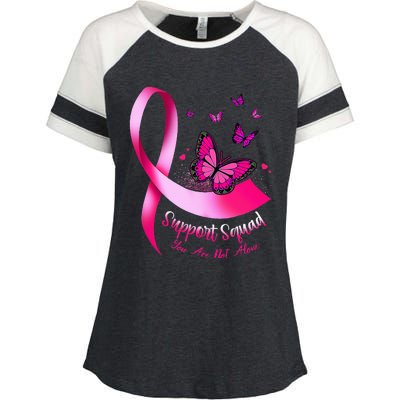 Butterfly Support Squad Breast Cancer Warrior Pink Enza Ladies Jersey Colorblock Tee