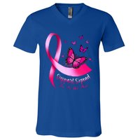 Butterfly Support Squad Breast Cancer Warrior Pink V-Neck T-Shirt