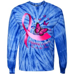 Butterfly Support Squad Breast Cancer Warrior Pink Tie-Dye Long Sleeve Shirt