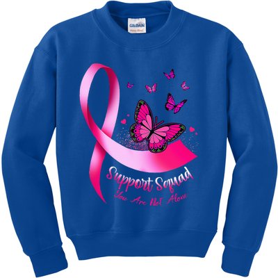 Butterfly Support Squad Breast Cancer Warrior Pink Kids Sweatshirt