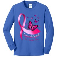 Butterfly Support Squad Breast Cancer Warrior Pink Kids Long Sleeve Shirt