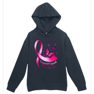 Butterfly Support Squad Breast Cancer Warrior Pink Urban Pullover Hoodie