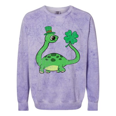 Brontosaurus Shamrock St Patricks Day Colorblast Crewneck Sweatshirt