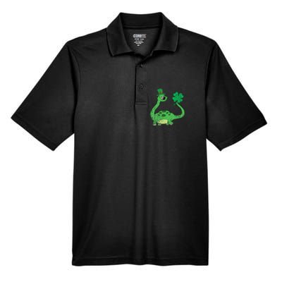 Brontosaurus Shamrock St Patricks Day Men's Origin Performance Piqué Polo