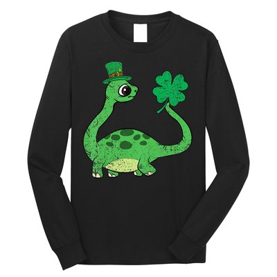 Brontosaurus Shamrock St Patricks Day Long Sleeve Shirt