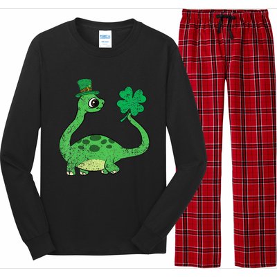 Brontosaurus Shamrock St Patricks Day Long Sleeve Pajama Set