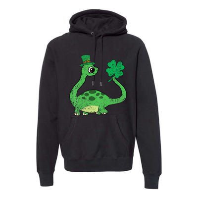 Brontosaurus Shamrock St Patricks Day Premium Hoodie