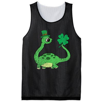 Brontosaurus Shamrock St Patricks Day Mesh Reversible Basketball Jersey Tank