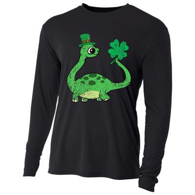 Brontosaurus Shamrock St Patricks Day Cooling Performance Long Sleeve Crew