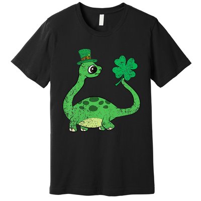 Brontosaurus Shamrock St Patricks Day Premium T-Shirt