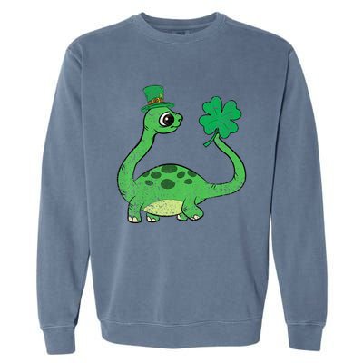 Brontosaurus Shamrock St Patricks Day Garment-Dyed Sweatshirt