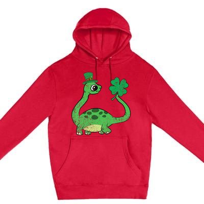 Brontosaurus Shamrock St Patricks Day Premium Pullover Hoodie