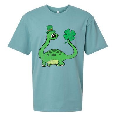 Brontosaurus Shamrock St Patricks Day Sueded Cloud Jersey T-Shirt