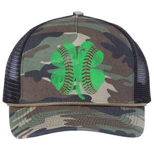 Baseball Shamrock St. Patrick's Day Irish Saint Paddys Gift Retro Rope Trucker Hat Cap