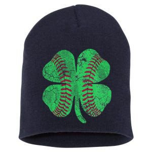 Baseball Shamrock St. Patrick's Day Irish Saint Paddys Gift Short Acrylic Beanie