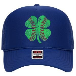 Baseball Shamrock St. Patrick's Day Irish Saint Paddys Gift High Crown Mesh Back Trucker Hat