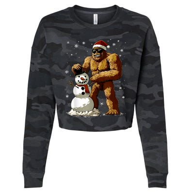 Bigfoot Santa Snowman Xmas Christmas Graphic Cropped Pullover Crew