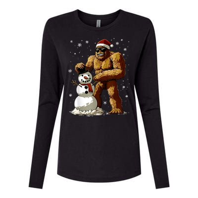 Bigfoot Santa Snowman Xmas Christmas Graphic Womens Cotton Relaxed Long Sleeve T-Shirt