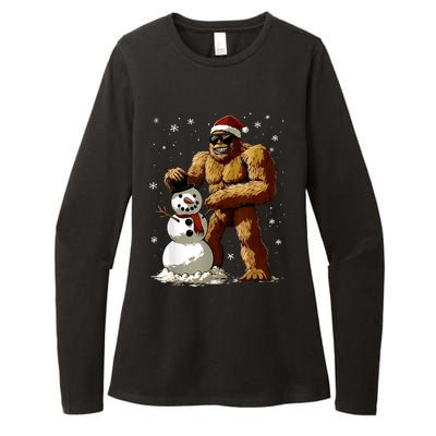 Bigfoot Santa Snowman Xmas Christmas Graphic Womens CVC Long Sleeve Shirt