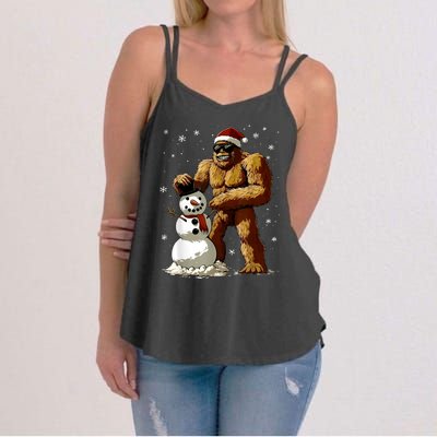 Bigfoot Santa Snowman Xmas Christmas Graphic Women's Strappy Tank