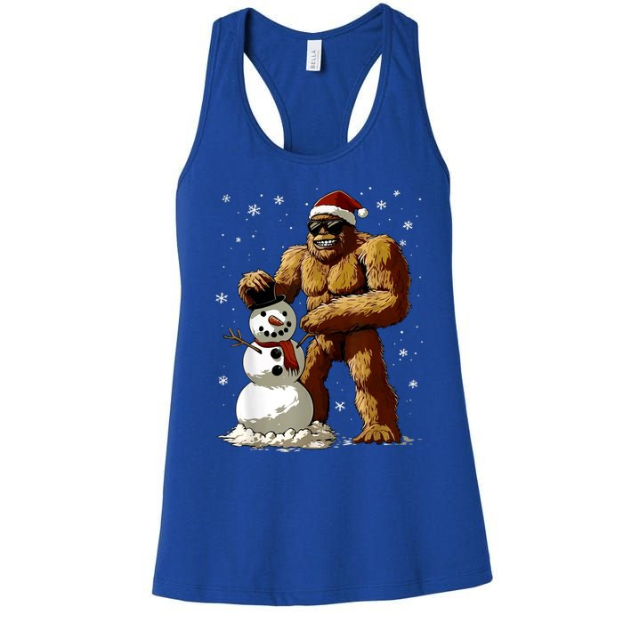 Bigfoot Santa Snowman Xmas Christmas Graphic Women's Racerback Tank