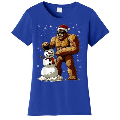 Bigfoot Santa Snowman Xmas Christmas Graphic Women's T-Shirt