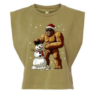 Bigfoot Santa Snowman Xmas Christmas Graphic Garment-Dyed Women's Muscle Tee