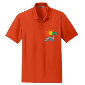 Beach Sunset Summer Dry Zone Grid Polo