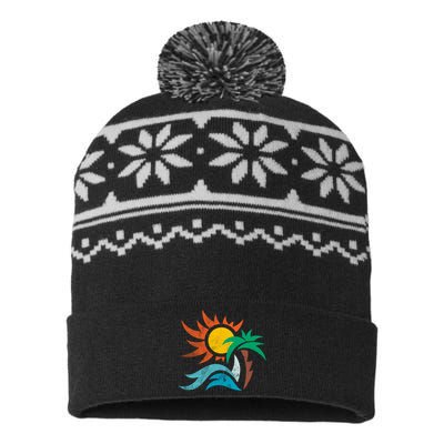 Beach Sunset Summer USA-Made Snowflake Beanie