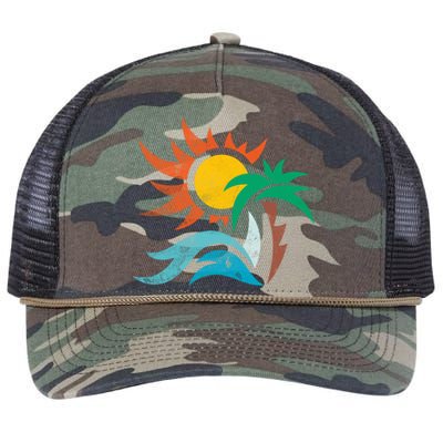 Beach Sunset Summer Retro Rope Trucker Hat Cap