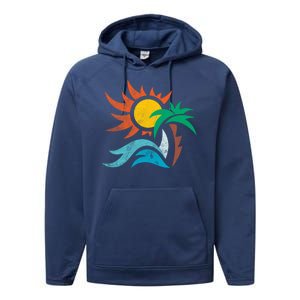 Beach Sunset Summer Performance Fleece Hoodie