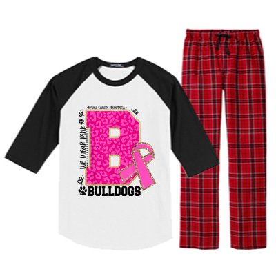 Bulldogs School Spirit Game Day We Wear Pink Breast Cancer Raglan Sleeve Pajama Set